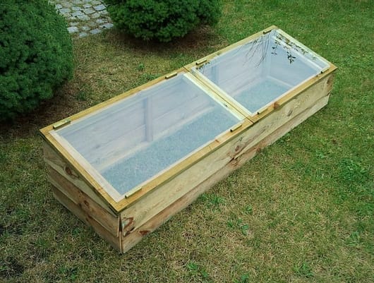 Wooden and glass coldframe